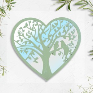 Heart Love Birds Silhouette Mirror - Sage Green