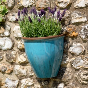 Running Glaze Wall Planter - Aqua