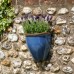 Running Glaze Wall Planter - Blue