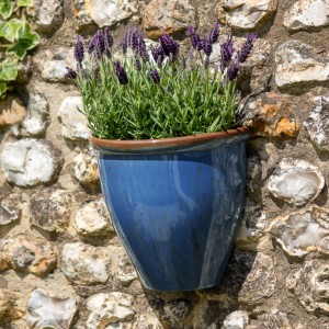 Running Glaze Wall Planter - Blue