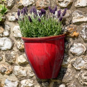 Running Glaze Wall Planter - Red