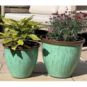 Running Glaze Planter - Green