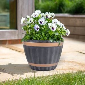 Barrel Planter - Dark Oak