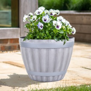 Barrel Planter - White Wash