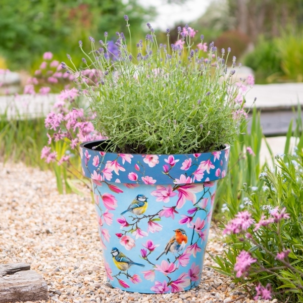 Zest Recycled Planter - Watercolour Birds