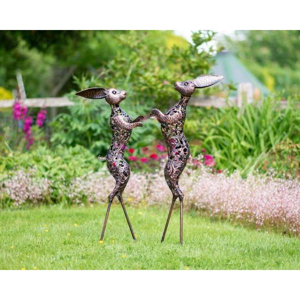 Bronze Boxing Hares Sculpture