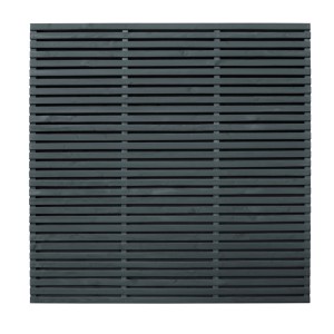 Double Slatted Fence Panel 180 x 180cm - Grey