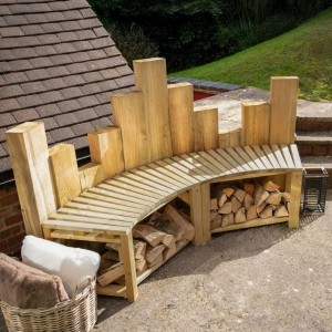 Curved Wooden Benches - Set of 2