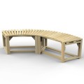 Curved Wooden Benches - Set of 2