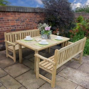 Rosedene Wooden Table And Bench Set