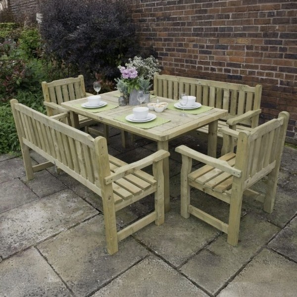 Rosedene Wooden Table, Bench And Chair Set