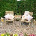 Slatted Wooden Garden Chairs And Coffee Table Set