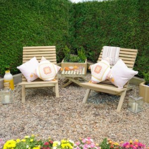 Slatted Wooden Garden Chairs And Coffee Table Set