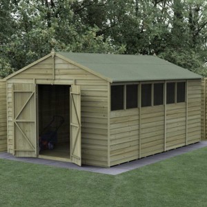 4Life Overlap Pressure Treated 10 x 15 Apex Double Door Shed