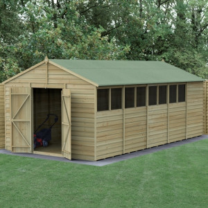 4Life Overlap Pressure Treated 10 x 20 Apex Double Door Shed
