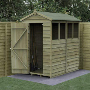 4Life Overlap Pressure Treated 4 x 6 Apex Shed - 4 Windows