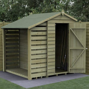 4Life Overlap Pressure Treated 4 x 6 Apex Shed With Lean To - No Window