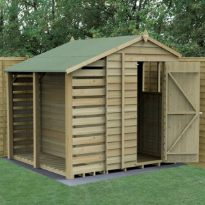 4Life Overlap Pressure Treated 5 x 7 Apex Shed With Lean To