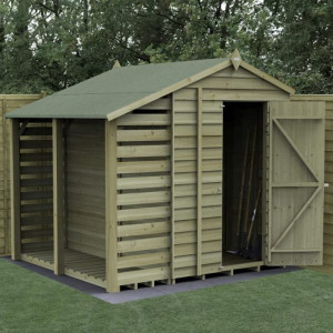 4Life Overlap Pressure Treated 5 x 7 Apex Shed With Lean To - No Window
