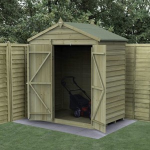 4Life Overlap Pressure Treated 6 x 4 Apex Double Door Shed - No Window