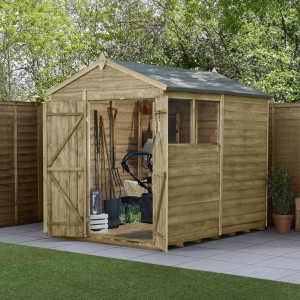 4Life Overlap Pressure Treated 6 x 8 Apex Double Door Shed