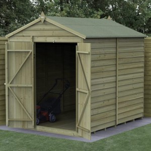 4Life Overlap Pressure Treated 6 x 8 Apex Double Door Shed - No Window