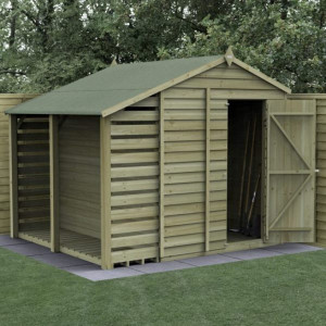 4Life Overlap Pressure Treated 8 x 6 Apex Shed With Lean To - No Window