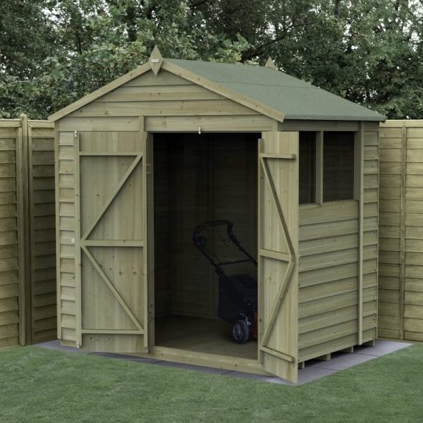 4Life Overlap Pressure Treated 7 x 5 Apex Double Door Shed