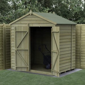 4Life Overlap Pressure Treated 7 x 5 Apex Double Door Shed - No Window