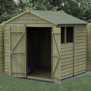 4Life Overlap Pressure Treated 7 x 7 Apex Double Door Shed
