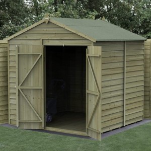 4Life Overlap Pressure Treated 7 x 7 Apex Double Door Shed - No Window