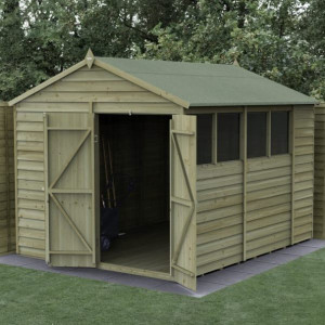 4Life Overlap Pressure Treated 8 x 10 Apex Double Door Shed