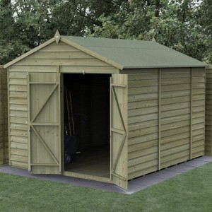 4Life Overlap Pressure Treated 8 x 10 Apex Double Door Shed - No Window