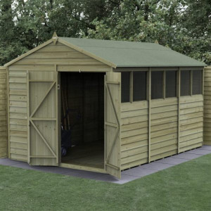 4Life Overlap Pressure Treated 8 x 12 Apex Double Door Shed