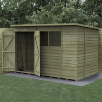 4Life Overlap Pressure Treated 10 x 6 Double Door Pent Shed