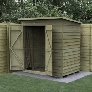 4Life Overlap Pressure Treated 6 x 4 Double Door Pent Shed - No Window