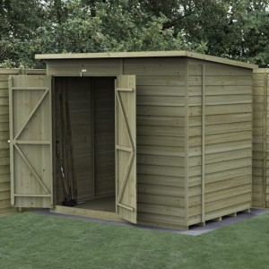 4Life Overlap Pressure Treated 7 x 5 Double Door Pent Shed - No Window