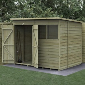 4Life Overlap Pressure Treated 8 x 6 Pent Double Door Shed