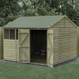 4Life Overlap Pressure Treated 10 x 10 Reverse Apex Double Door Shed