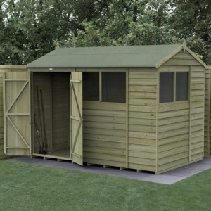 4Life Overlap Pressure Treated 10 x 6 Reverse Apex Double Door Shed