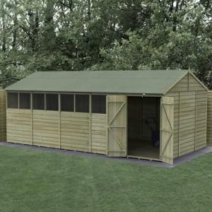 4Life Overlap Pressure Treated 20 x 10 Reverse Apex Double Door Shed