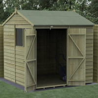 4Life Overlap Pressure Treated 7 x 7 Reverse Apex Double Door Shed