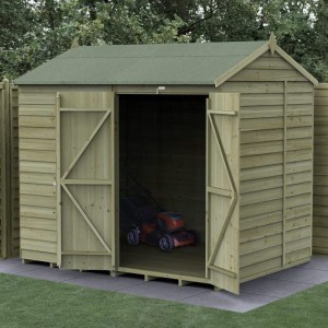 4Life Overlap Pressure Treated 8 x 6 Reverse Apex Double Door Shed - No Window