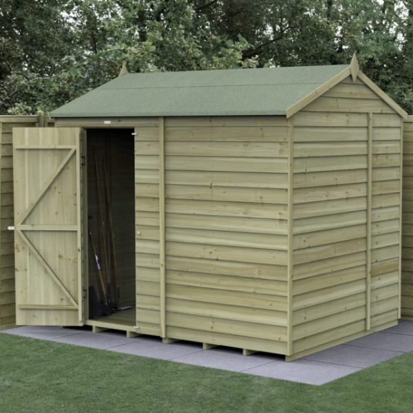 4Life Overlap Pressure Treated 8 x 6 Reverse Apex Shed - No Window