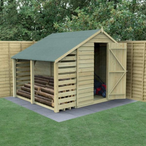 Overlap Pressure Treated 8 x 6 Apex Shed With Lean To - No Window