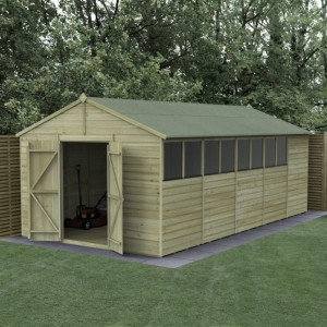 Beckwood Shiplap Pressure Treated 10 x 20 Double Door Apex Shed (Eight Windows)