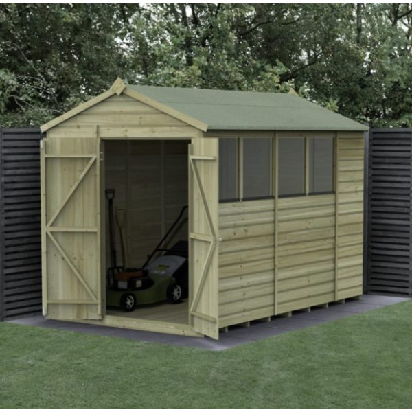 Beckwood Shiplap Pressure Treated 6 x 10 Double Door Apex Shed (Four Windows)