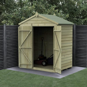Beckwood Shiplap Pressure Treated 6 x 4 Double Door Apex Shed (No Windows)