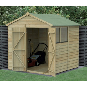 Beckwood Shiplap Pressure Treated 7 x 7 Double Door Apex Shed (Two Windows)