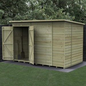 Beckwood Shiplap Pressure Treated 10 x 6 Double Door Pent Shed (No Windows)